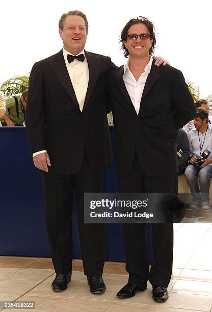 Al Gore and Davis Guggenheim during 2006 Cannes Film Festival - "An Inconvenient Truth" Photocall at Palais du Festival Terrace in Cannes, France.