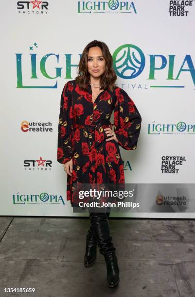 Myleene Klass attends the launch night of Lightopia London 2021 at Crystal Palace Park on November 18, 2021 in London, England.