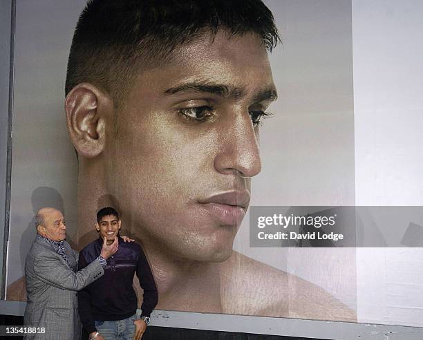 Mohamed Al Fayed and Amir Khan during Harrods: 1 Thing - Press Launch and Photocall at Junction of Grafton Way & Tottenham Court Road in London,...