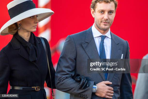 Beatrice Borromeo and Pierre Casiraghi attend a thanksgiving mass at the Cathedral of Monaco during the Monaco National Day Celebrations on November...