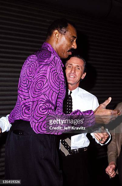 Wilt Chamberlain and Pat Riley during 1992 File Photos.