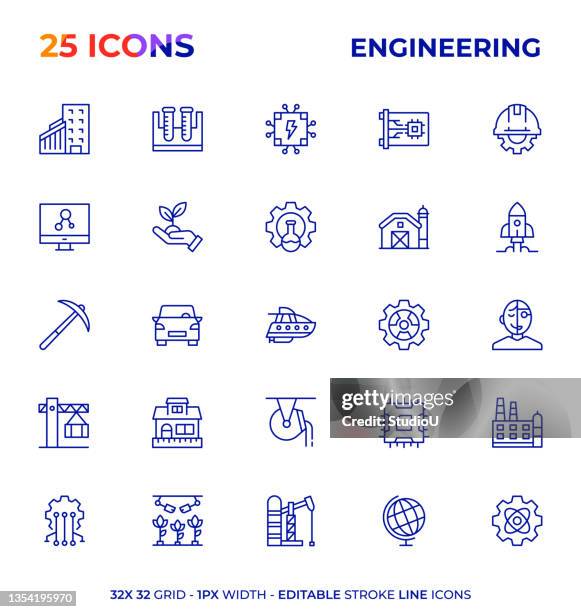 engineering editable stroke line icon series - geology icon stock illustrations