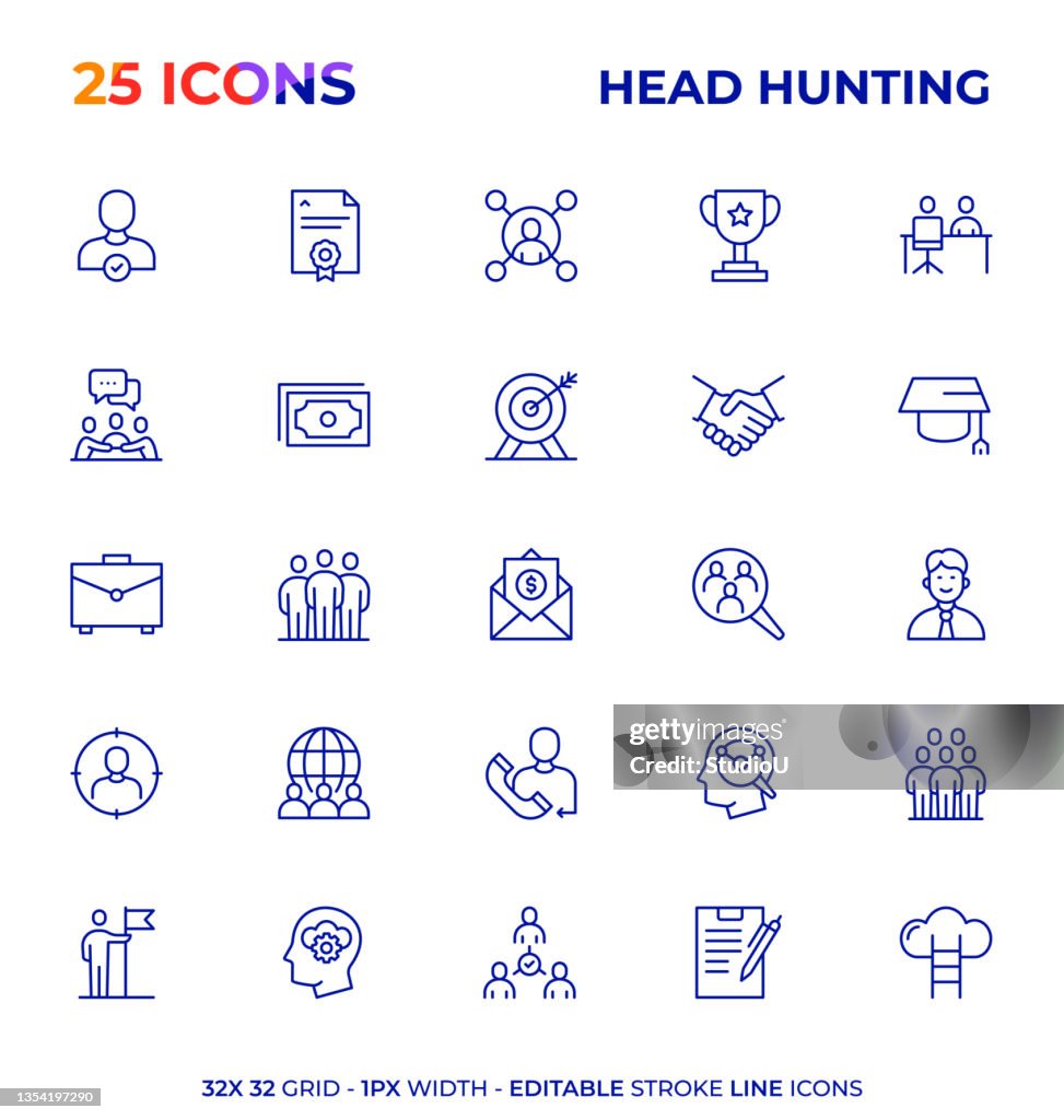Headhunting Editable Stroke Line Icon Series