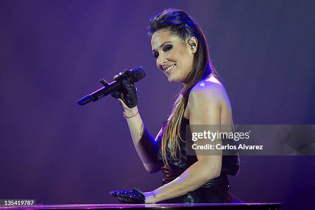 Spanish singer Malu performs on stage during "40 Principales Awards" 2011 at Palacio de los Deportes on December 9, 2011 in Madrid, Spain.