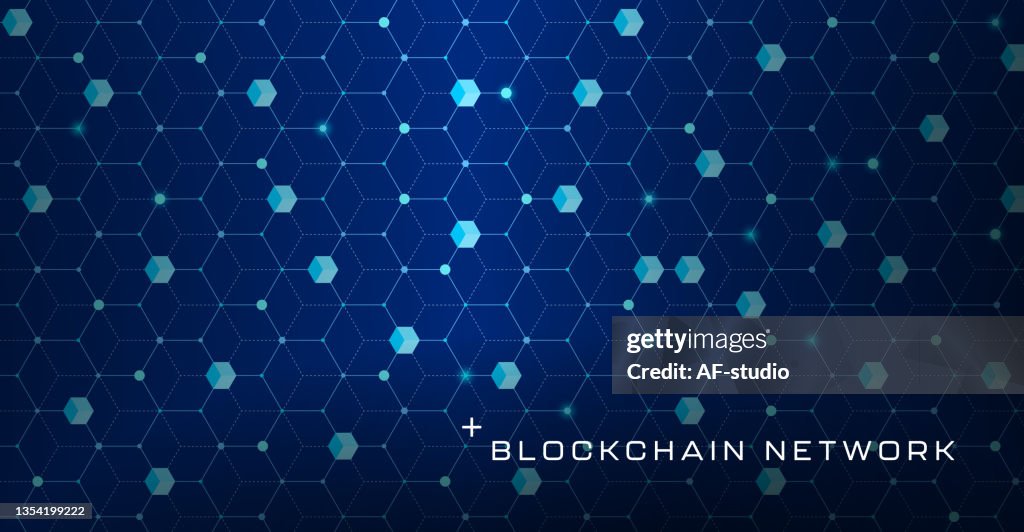 Blockchain Pattern Graphics Abstract Hexagonal Blockchain Network Background High-Res Vector ...