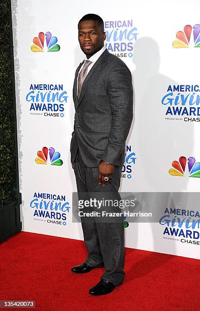 Rapper/Actor Curtis Jackson arrives at the American Giving Awards Presented By Chase at Dorothy Chandler Pavilion on December 9, 2011 in Los Angeles,...