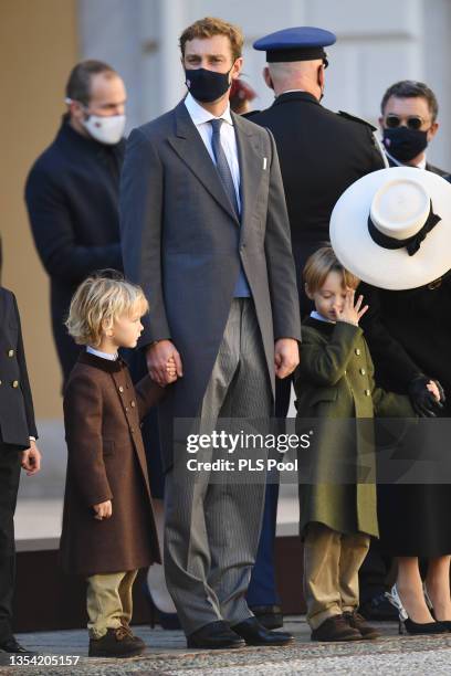 Pierre Casiraghi attends a military parade in the Palace courtyard during the Monaco National Day Celebrations on November 19, 2021 in Monte-Carlo,...