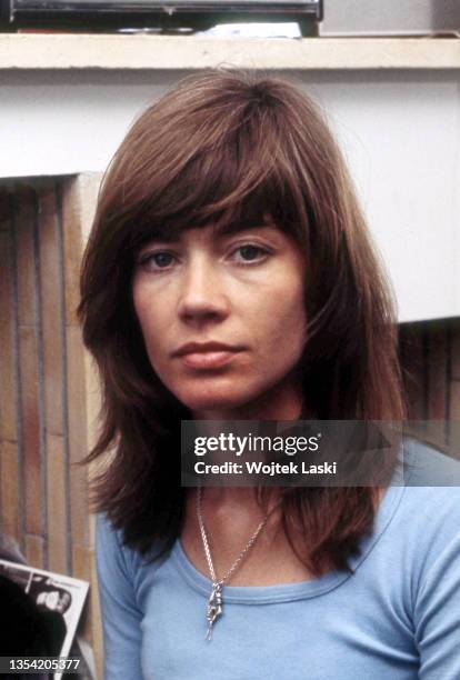 French singer, songwriter and actress Francoise Hardy poses at her apartment in Paris, September 1973.