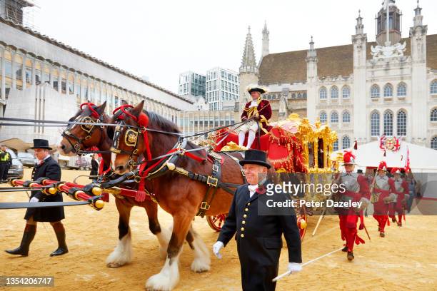 State Coach with Grooms, Pikemen and Musketeers prior to the 2021 Lord Mayor’s Show on November 13,2021 in London, England.