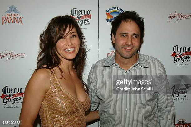 Gina Gershon and George Maloof during CineVegas Film Festival 2005 - Las Vegas Showgirls Party at Fremont Street in Las Vegas, Nevada, United States.