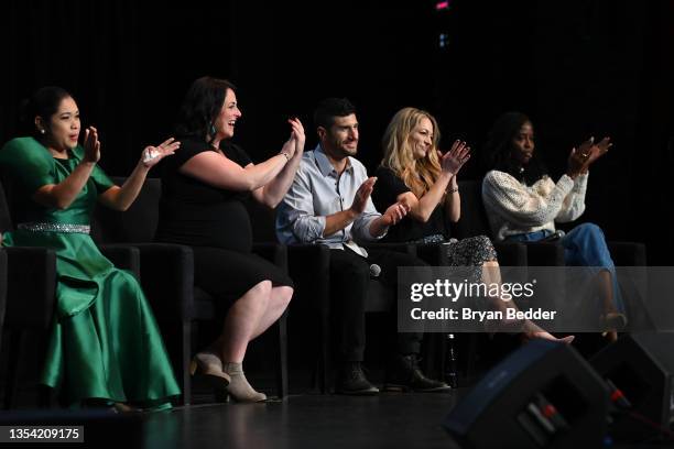 Brussels Jabon, Kellie Wunsch, Karl Arabian, Jenna Millman and Leslie Norville speak onstage at DOC NYC closing night screening of National...