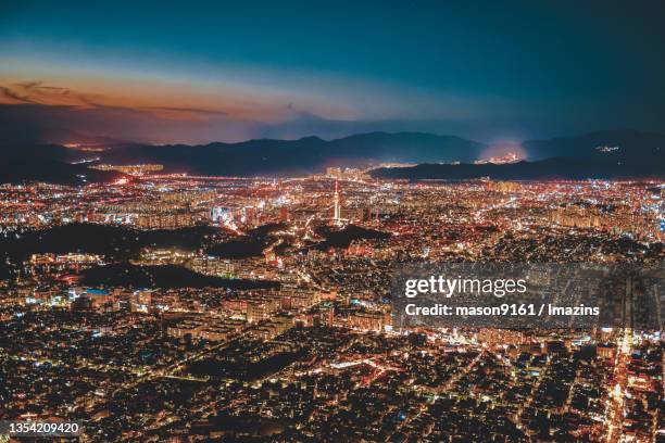 night cityscape of daegu, south korea - daegu - fotografias e filmes do acervo