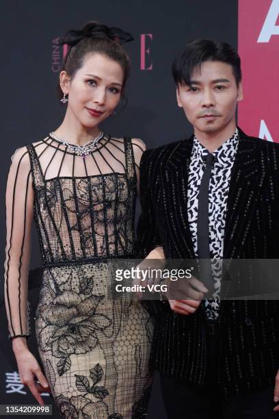 Actress Ada Choi Siu-fan and her husband actor Max Zhang Jin attend 2021 Elle Style Awards on November 18, 2021 in Shanghai, China.