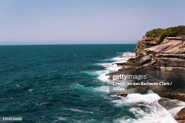 scenic view of sea against clear sky,coogee,new south wales,australia - coogee stock-fotos und bilder