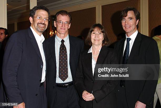 Thomas Schlamme, Tom Schatz, Carolyn Pfeiffer, CEO Burnt Orange Productions, and Mike Simpson