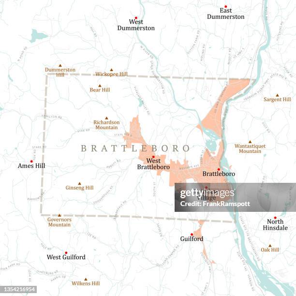 vt windham brattleboro vector road map - brattleboro stock illustrations