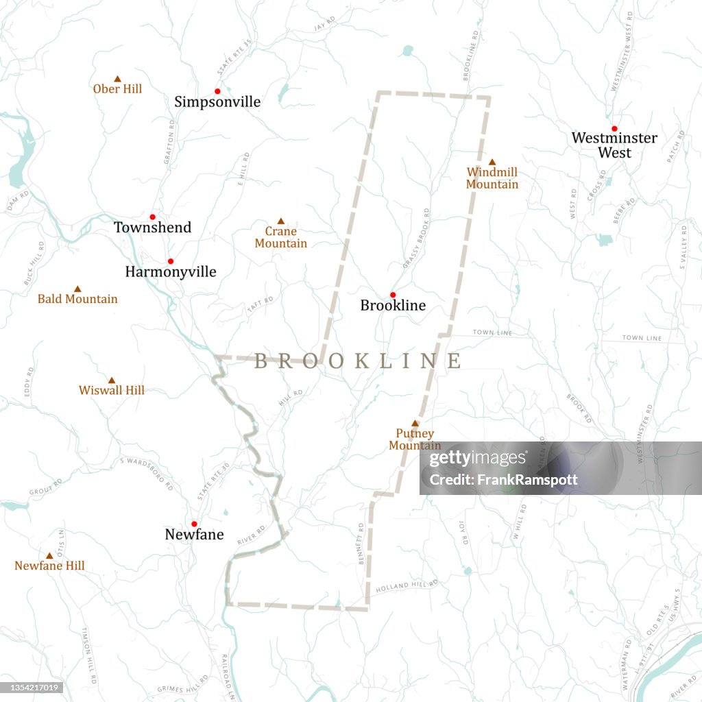 VT Windham Brookline Vector Road Map