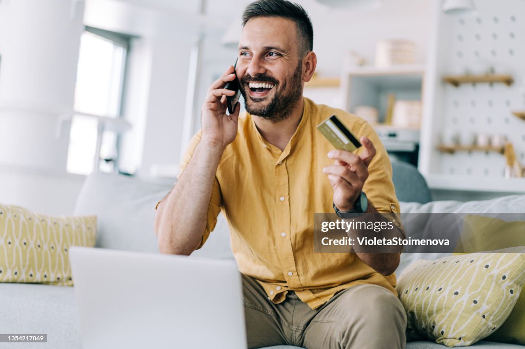 Shopping online at home.