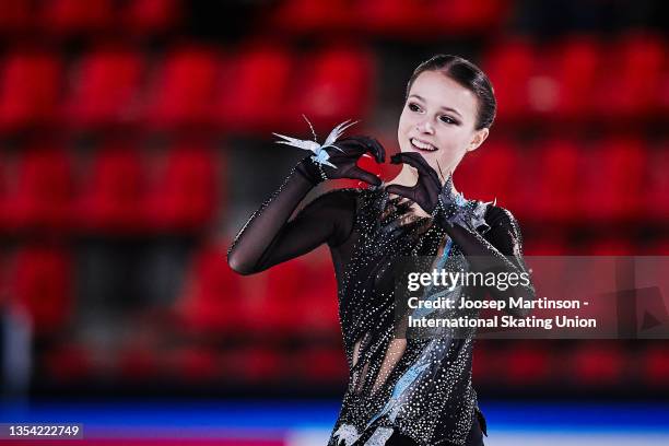 Anna Shcherbakova of Russia competes in the Women's Short Program during the ISU Grand Prix of Figure Skating - Internationaux de France at Polesud...