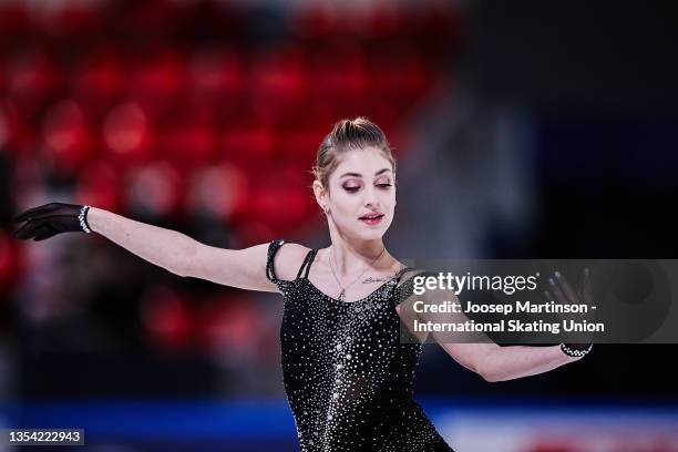 Alena Kostornaia of Russia competes in the Women's Short Program during the ISU Grand Prix of Figure Skating - Internationaux de France at Polesud...