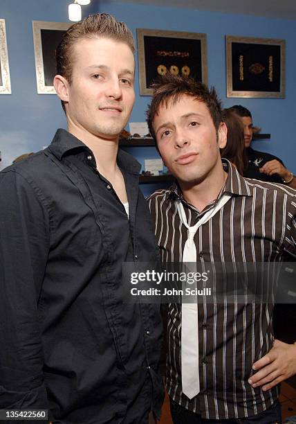 Will Estes and Jonathan Grahm during Jonathan's Chocolate Lounge at Comparte's Boutique in Brentwood, California, United States.