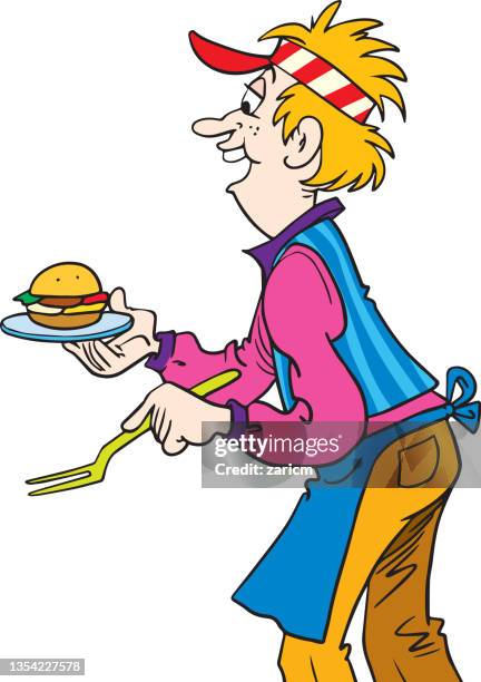 fast food restraurant worker - waitress booth stock illustrations