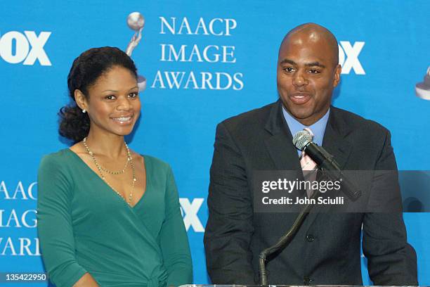 Kimberly Elise and Kevin Frazier during The 37th NAACP Image Awards - Nominations Press Conference at Peninsula Beverly Hills Hotel in Beverly Hills,...