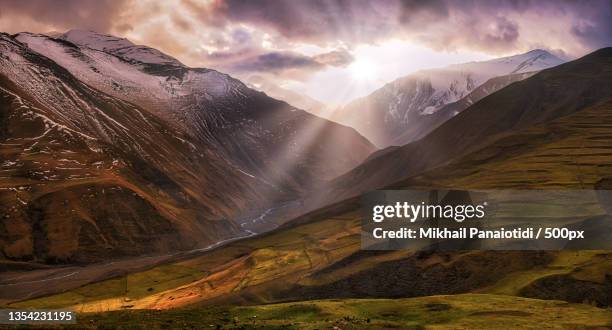 scenic view of snowcapped mountains against sky during sunset,azerbaijan - azerbaijan stock pictures, royalty-free photos & images