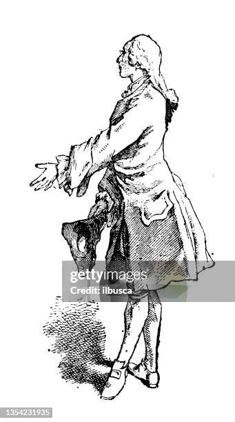 antique illustration: leotard coat - 17th century man stock illustrations