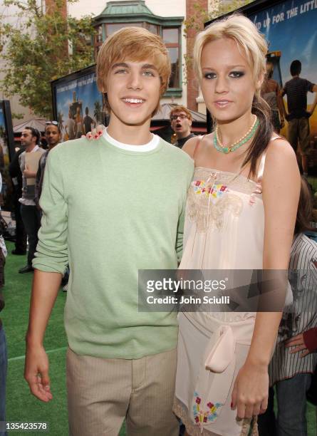 Cody Linley and Brie Larson during "Hoot" Los Angeles Premiere - Red Carpet at The Grove in Los Angeles, California, United States.