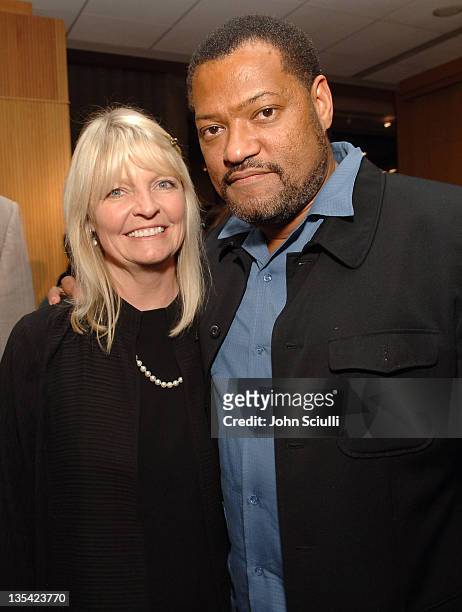 Nancy Ganis, producer, and Laurence Fishburne during "Akeelah and the Bee" Los Angeles Premiere - After Party at "Akeelah and the Bee" Los Angeles...
