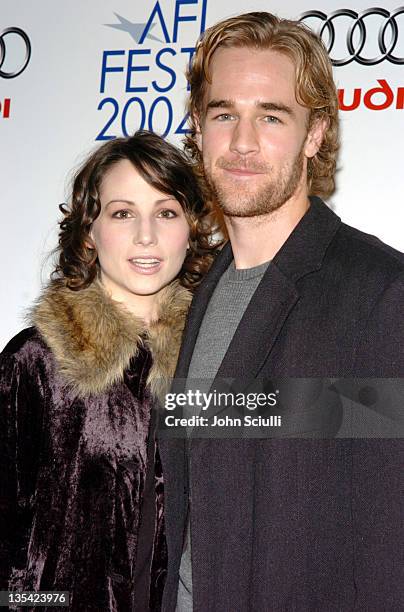 Heather McComb and James Van Der Beek during AFI FEST 2004 Presented by Audi - "Rx" - Red Carpet at Arclight Theatre in Los Angeles, California,...