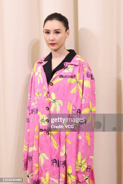 Actress Cecilia Cheung Pak-Chi arrives at the red carpet for the Balenciaga's 50th Couture Collection on November 19, 2021 in Shanghai, China.