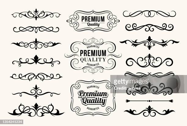 set of decorative elements for design - decorative frame border stock illustrations