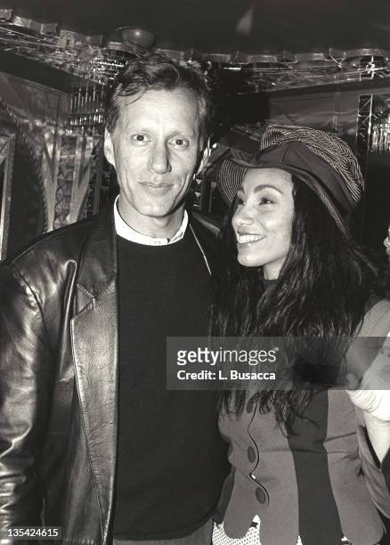 James Woods and "Downtown" Julie Brown, MTV, VJ during Whitney Houston File Photos - Dec 10 United States.