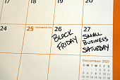 Small Business Saturday Written on Calendar