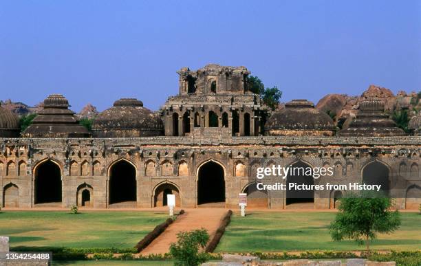 The Elephant Stables were used to house the ceremonial elephants of the royal household. The structure shows definite Islamic influence in its domes...