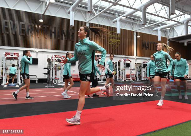 Anna Patten of Arsenal during the Arsenal Women's training session at London Colney on November 19, 2021 in St Albans, England.