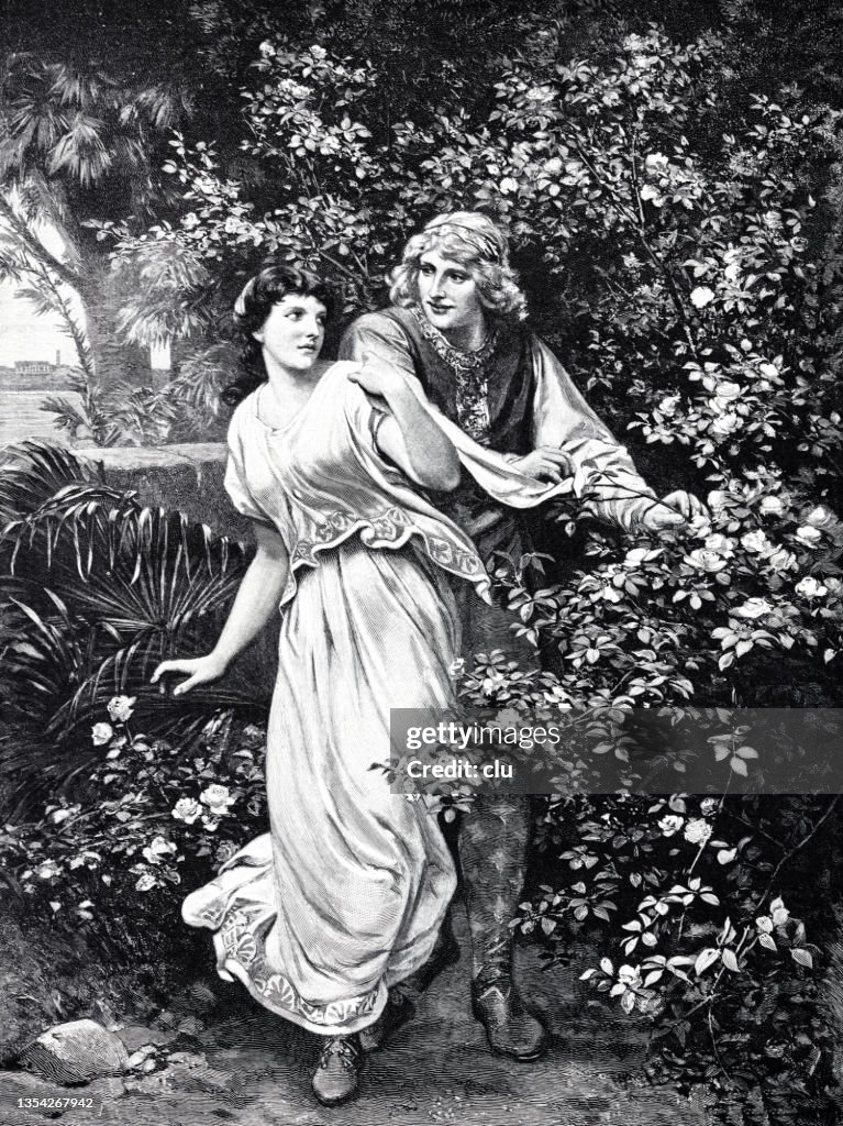 Bartia und Sappho, young couple in the garden