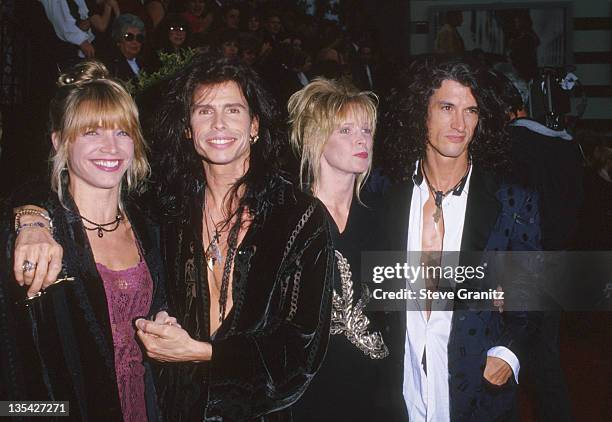 Teresa Tyler, Steven Tyler of Aerosmith, guest and Joe Perry of Aerosmith