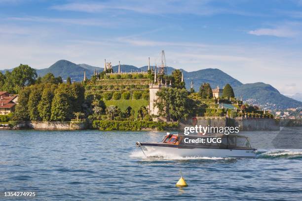 Isola Bella, one of the Borromean Islands, on Lago Maggiore, Lake Maggiore, Verbano-Cusio-Ossola Province, Piedmont, Italy. Water taxi.
