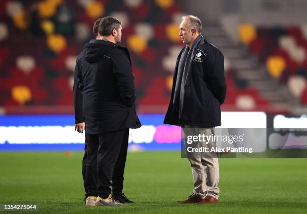 Former Saracens Head Coach Brendan Venter on the pitch prior to the Premiership Rugby Cup match between London Irish and Saracens at Community...