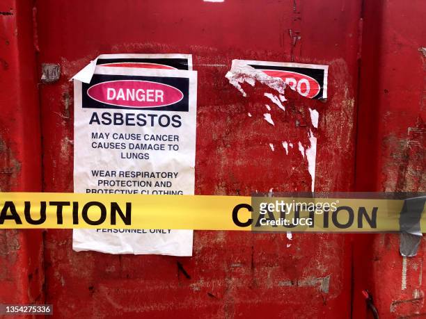 Asbestos removal dumpster, Queens, New York.