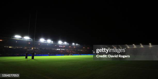 General view of the Stoop Ground during the Premiership Rugby Cup match between Harlequins and Northampton Saints at Twickenham Stoop on November 19,...