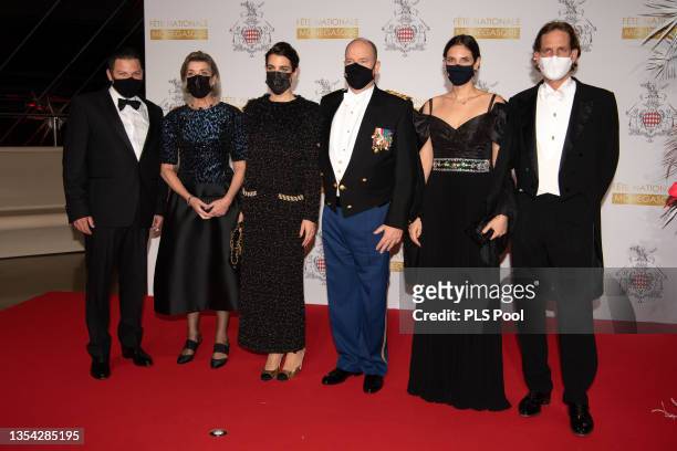 Gareth Wittstock, Princess Caroline of Hanover, Charlotte Casiraghi, Prince Albert II of Monaco, Tatiana Casiraghi and Andrea Casiraghi attend a Gala...