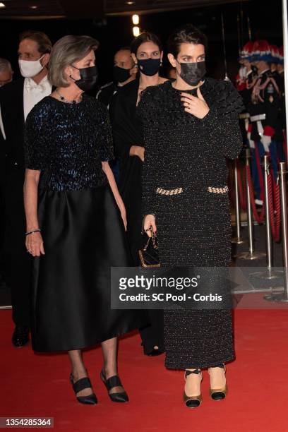 Princess Caroline of Hanover and Charlotte Casiraghi attend the gala at the Grimaldi Forum during Monaco National Day celebrations on November 19,...