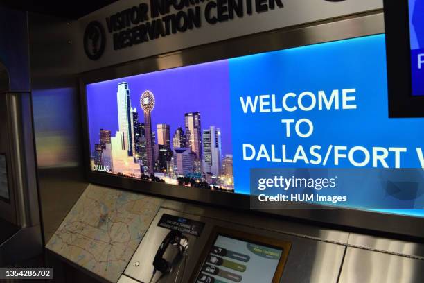 Welcom sign at Dallas-Ft. Worth International Airport..