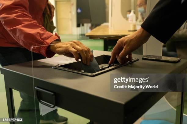 Polling for the regional and departmental elections. Dinan, Brittany, France.