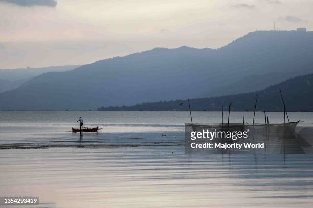 Fish pens are seen near the Taal volcano island in Batangas province south of Manila. Located in the province of Batangas, the volcano is one of the...