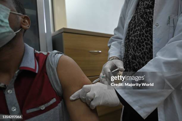 Vaccination of Egyptian citizens at the African Centre for Women's Health in Alexandria. Egypt.